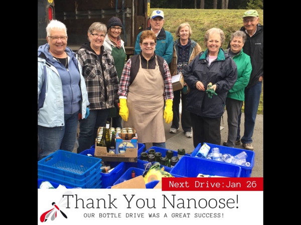 Some of the volunteers for the joint bottle drive